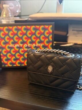 Kurt Geiger Black Quilted Mini Chain Shoulder Bag